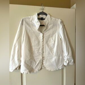 89th & Madison White Ruffled Lightweight Jacket Women’s Size Medium